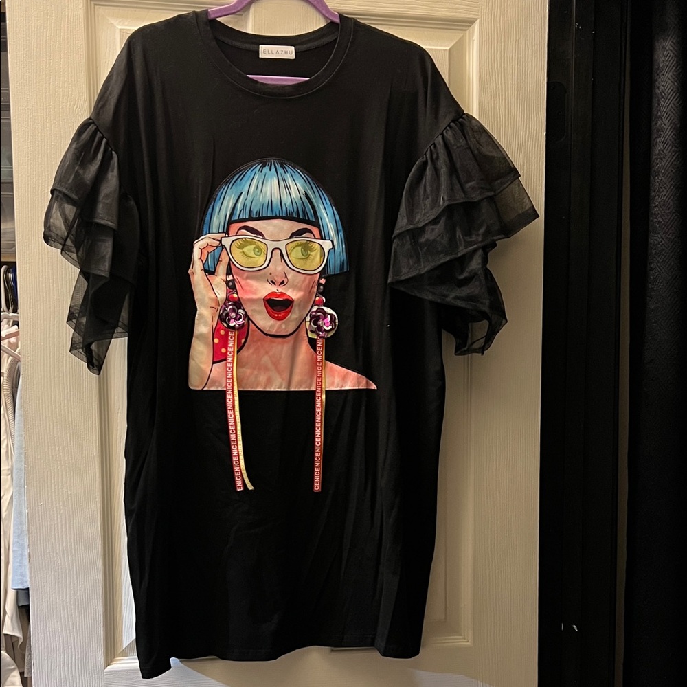 Ella Black T-Shirt Dress